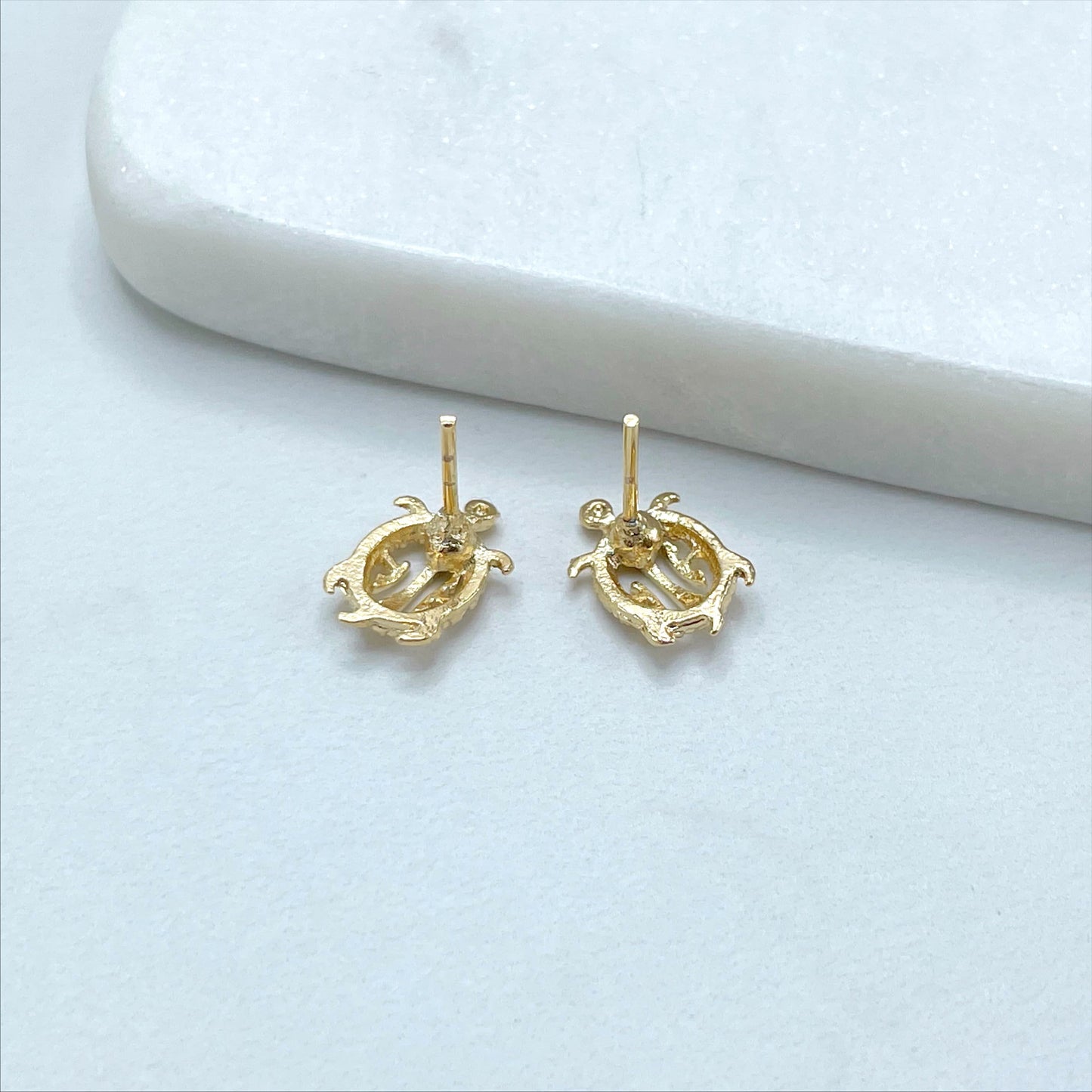 18k Gold Filled Tiny Turtle Stud Earrings Wholesale Jewelry Making Supplies