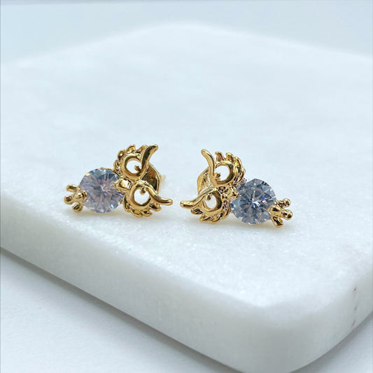 18k Gold Filled With Stone CZ Owl Earrings Wholesale Jewelry Supplies