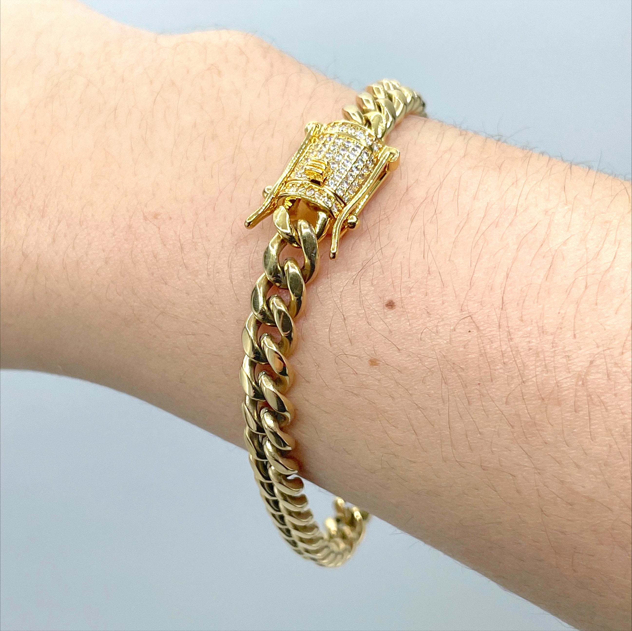 18K Gold Plated Miami Cuban Chain Chunky Gold Bracelet Unisex Punk Jewelry  In 6mm, 8mm And 12mm Sizes From Hookah14, $12.19 | DHgate.Com