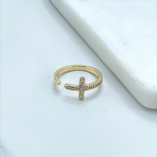 18k Gold Filled With Micro Cubic Zirconia Adjustable Cross Wholesale Jewelry Supplies