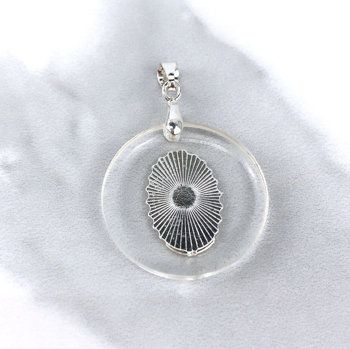 18k White Gold or Gold Filled Circle Transparent Guadalupe Wholesale Jewelry Supplies