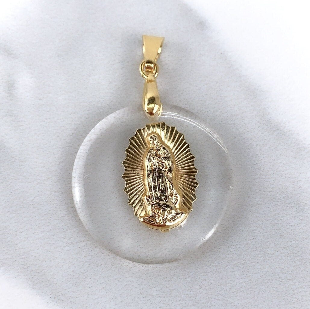 18k White Gold or Gold Filled Circle Transparent Guadalupe Wholesale Jewelry Supplies