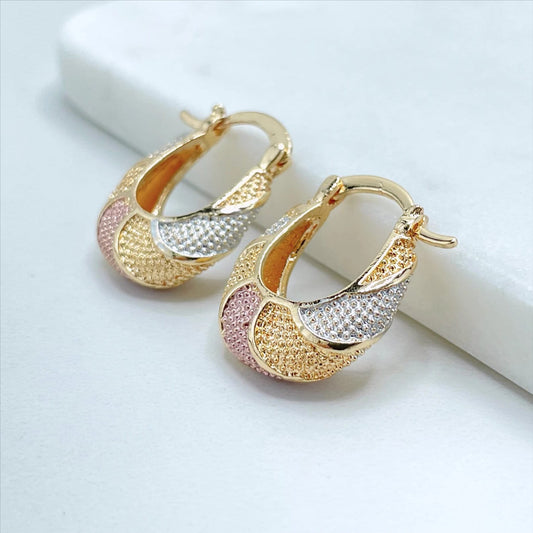 18k Gold Filled Three Tone Earrings Wholesale Jewelry Making Supplies