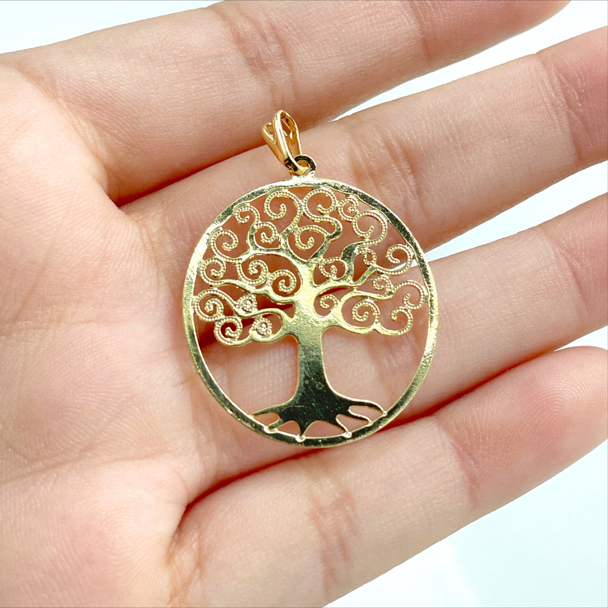 18k Gold Filled Hallow Tree Pendant Wholesale Jewelry Making Supplies