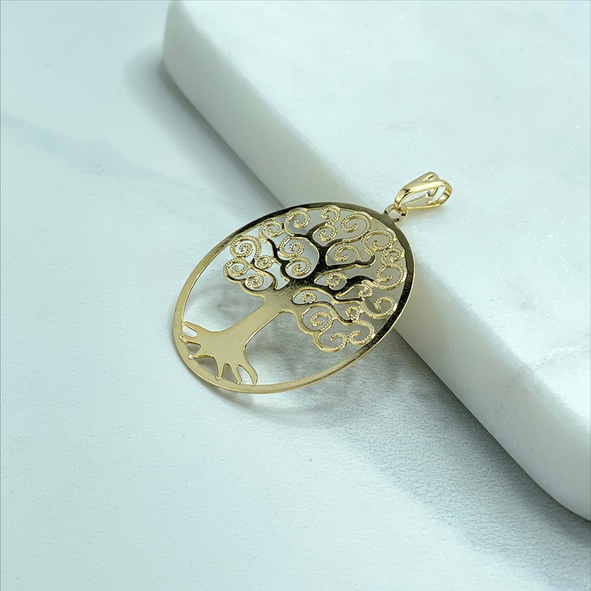 18k Gold Filled Hallow Tree Pendant Wholesale Jewelry Making Supplies