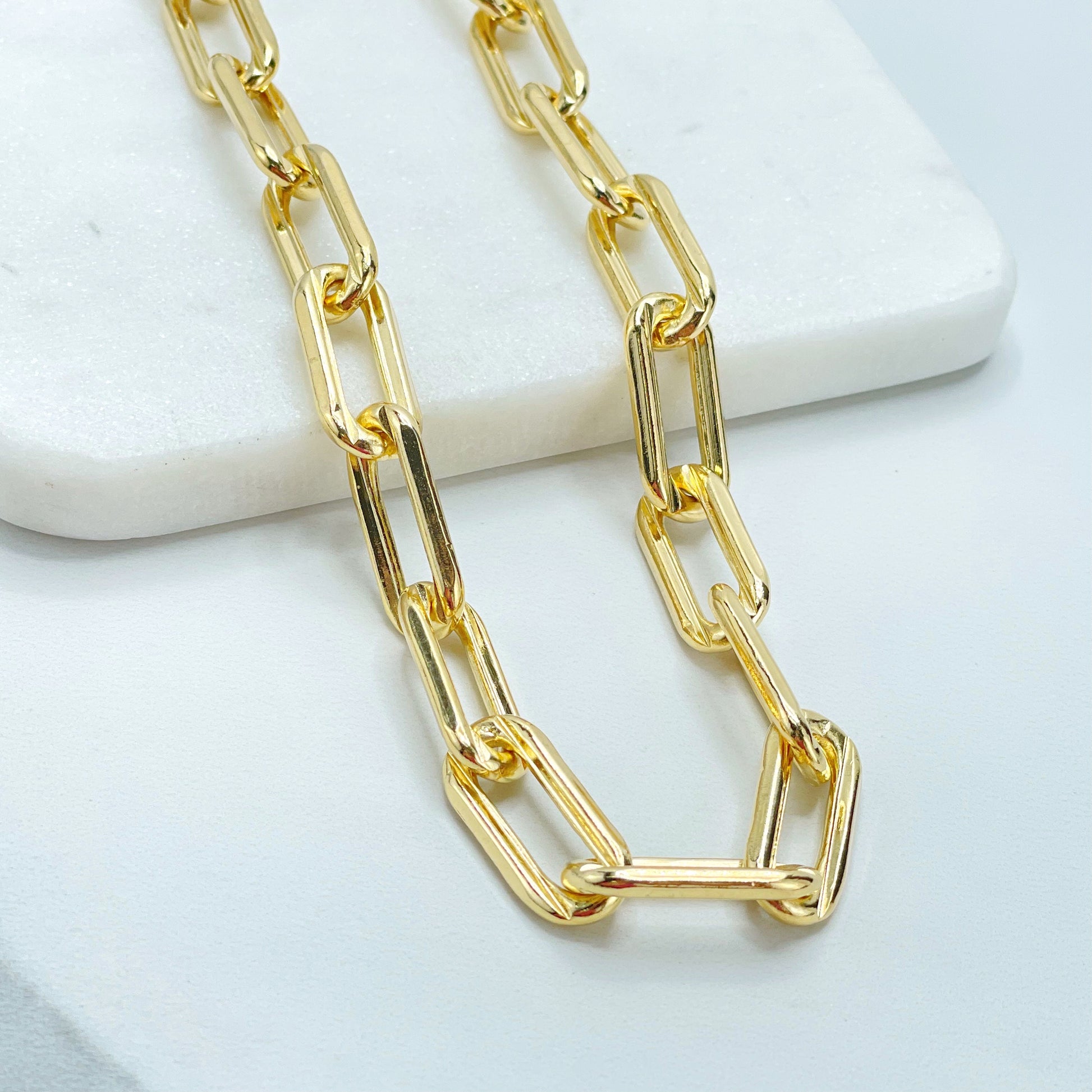 18k Gold Filled 9mm PaperClip Link Bracelet Wholesale Jewelry Supplies