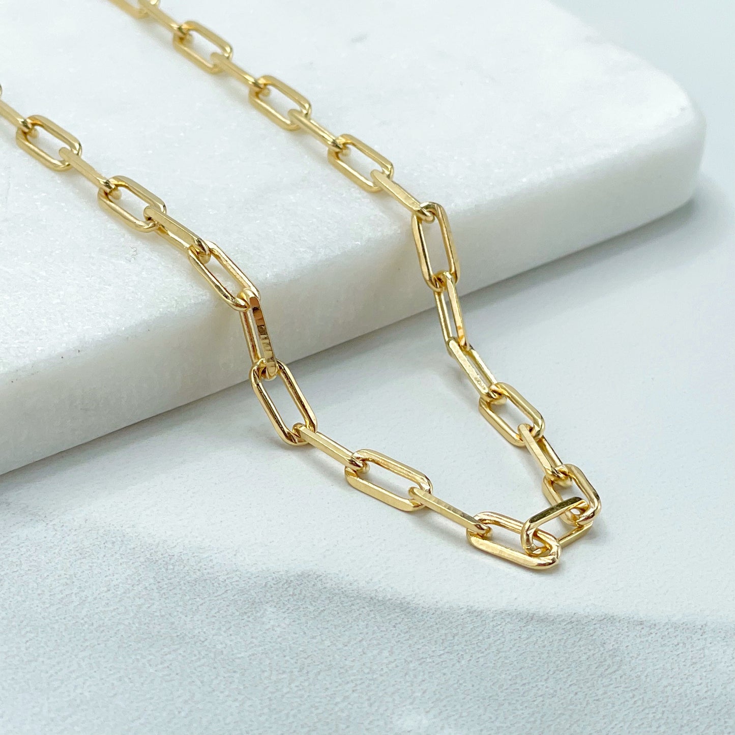 18k Gold Filled 3.5mm Paperclip Link Chain 20 inches Necklace Wholesale Jewelry Supplies