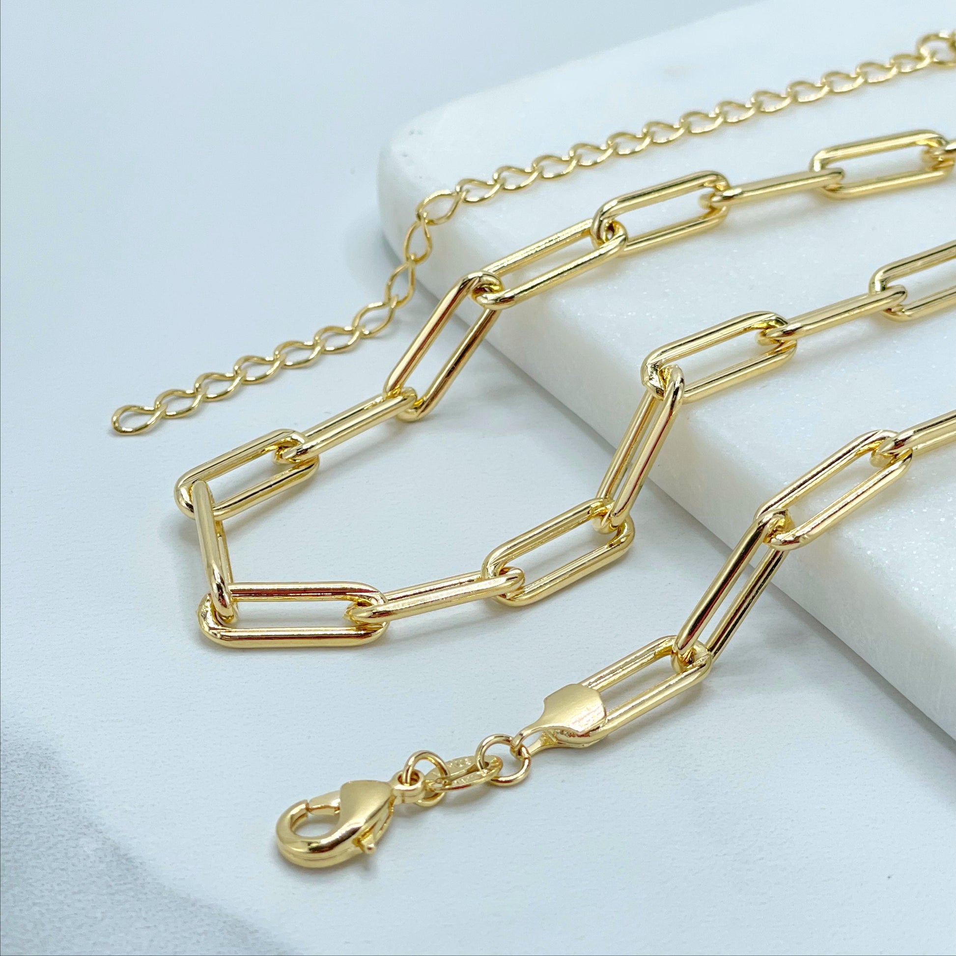 18k Gold Filled 6mm Paperclip Link Chain 16 inches Necklace Wholesale Jewelry Supplies