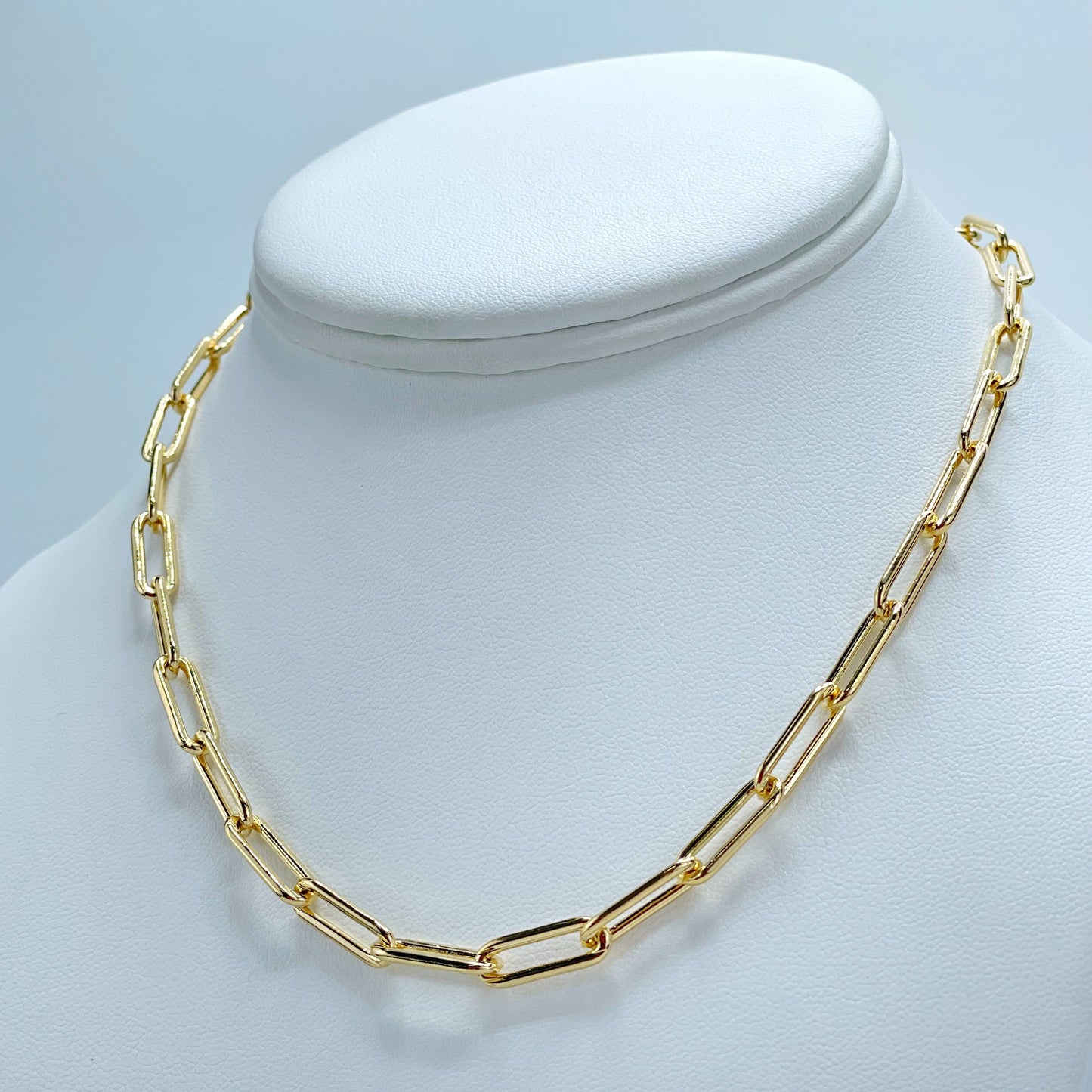 18k Gold Filled 6mm Paperclip Link Chain 16 inches Necklace Wholesale Jewelry Supplies