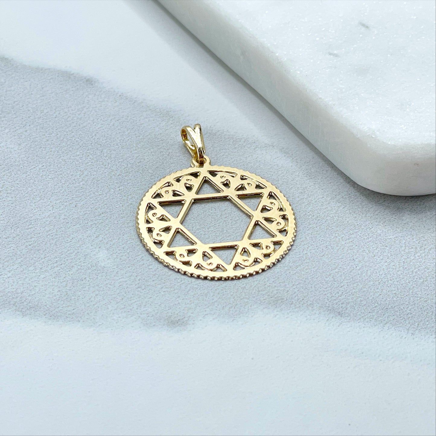 18k Gold Filled with White Gold Filled Texturized Star of David Charms Pendant, Jewish Symbol, Wholesale Jewelry Making Supplies