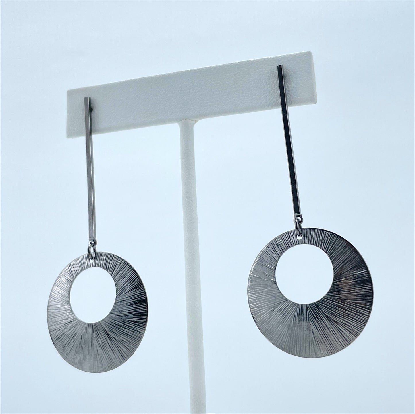 Rhodium Plated Drop Earrings with Circle Wholesale Jewelry Making Supplies