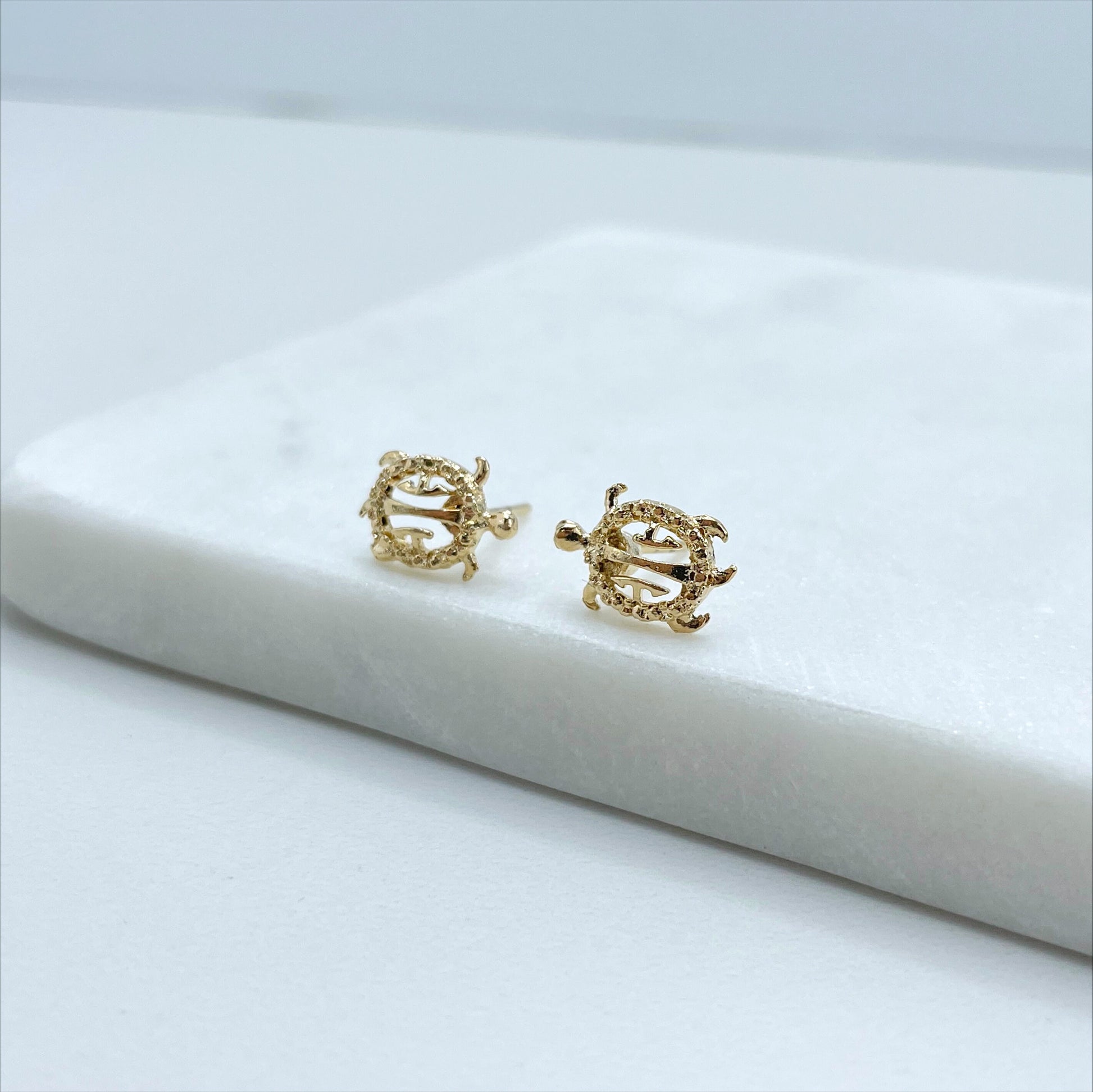 18k Gold Filled Tiny Turtle Stud Earrings Wholesale Jewelry Making Supplies