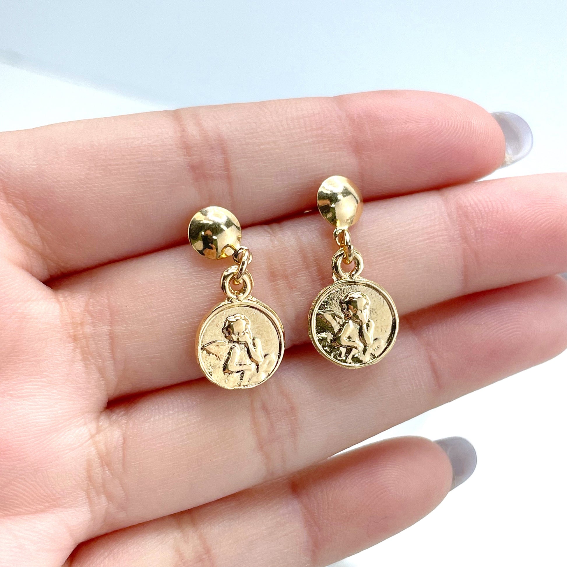 18k Gold Filled Double Curb Link and Paperclip Link, San Miguel, Jesus Christ & St. Expedite Medals Bracelet or Angel Earring Wholesale