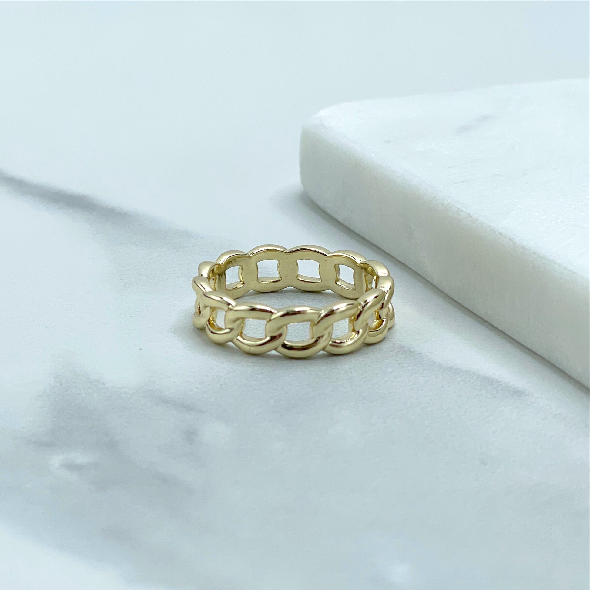 18k Gold Filled  Curb Link Ring, Gold or Silver, Wholesale Jewelry Making Supplies