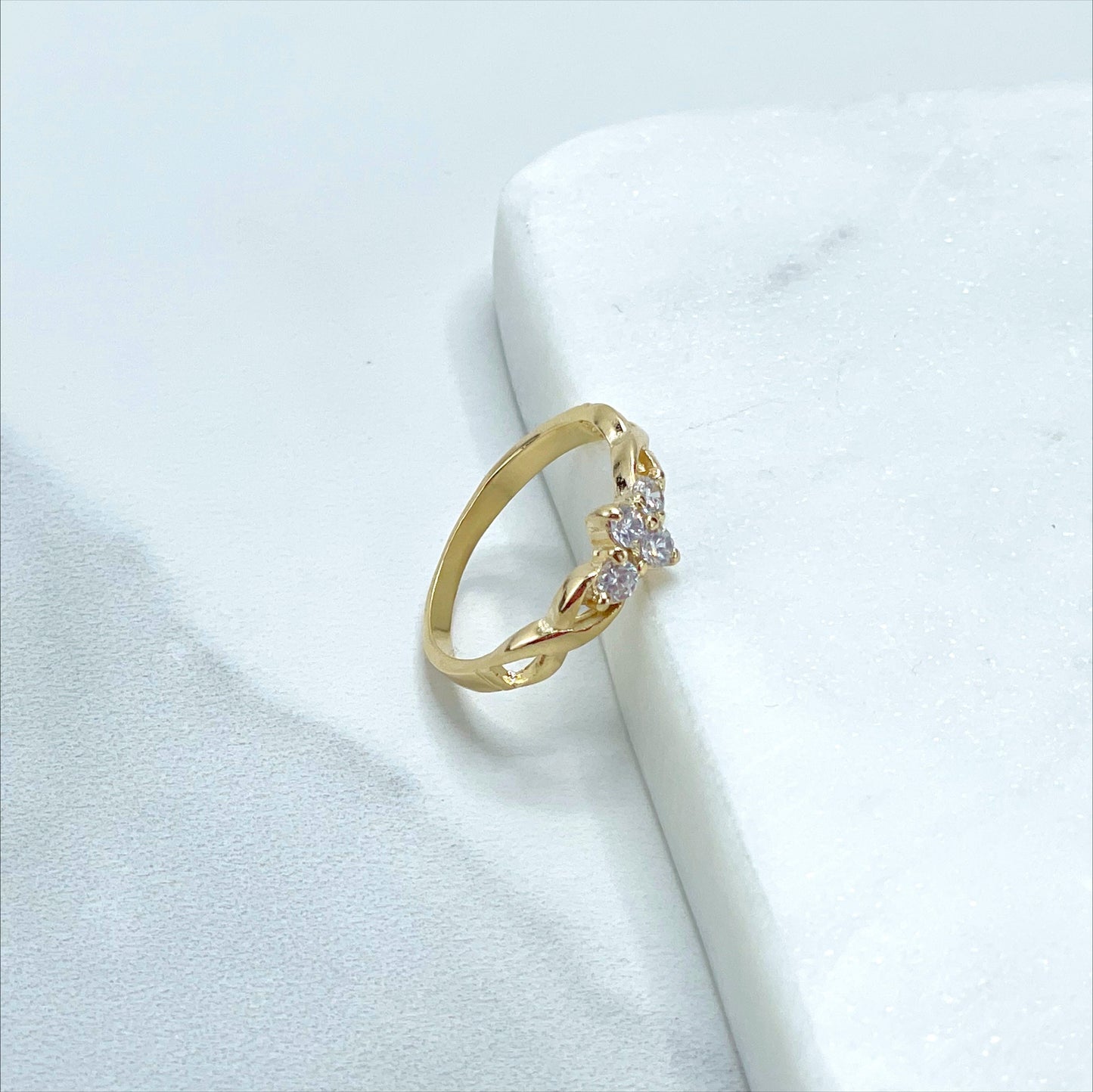 18k Gold Filled Cubic Zirconia Infinity Cross Shape Ring Wholesale Jewelry Supplies