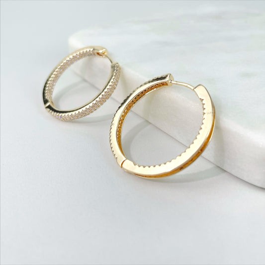 18k Gold Filled 30mm Micro Pave Cubic Zirconia Hoop Huggie Earrings Wholesale Jewelry Making Supplies