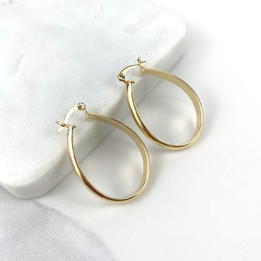 18k Gold Filled 26mm x 37mm Oval Hoop Earrings Wholesale Jewelry Making Supplies