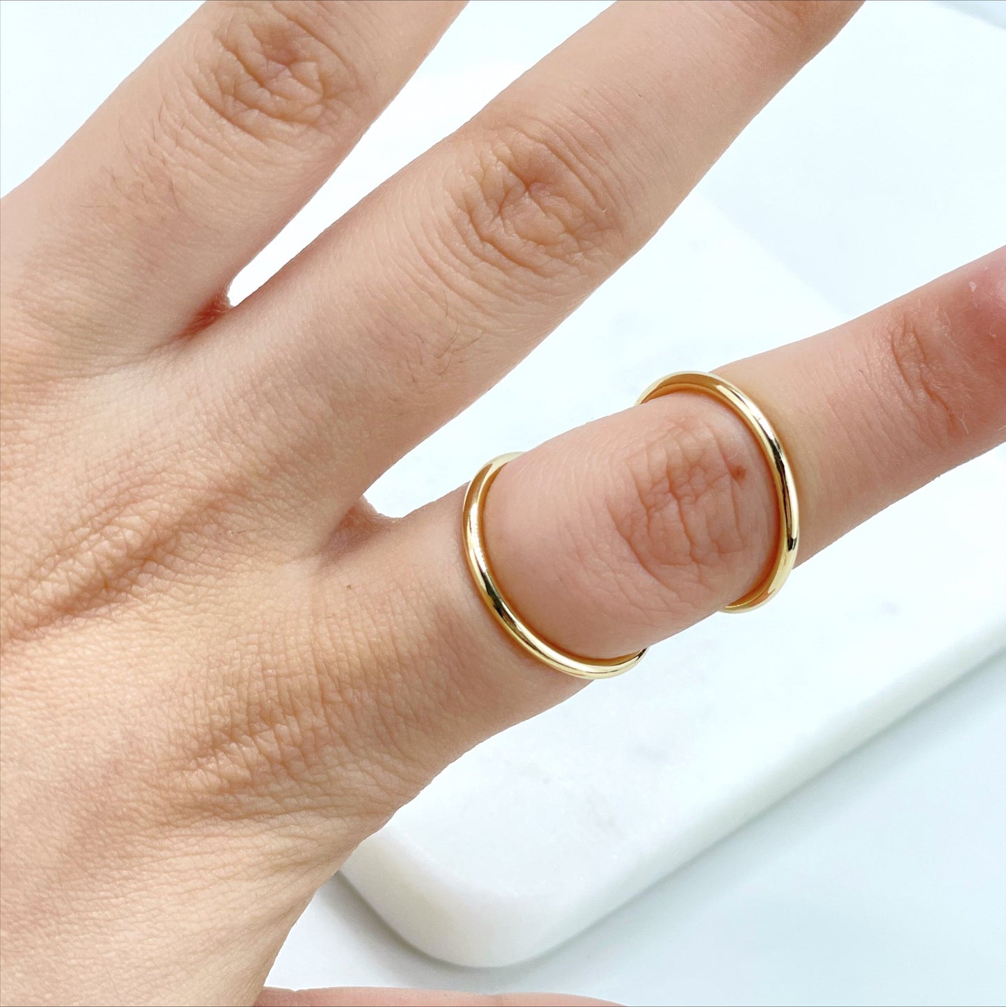18k Gold Filled 1mm Double Ring in One Minimalist Wholesale Jewelry Supplies
