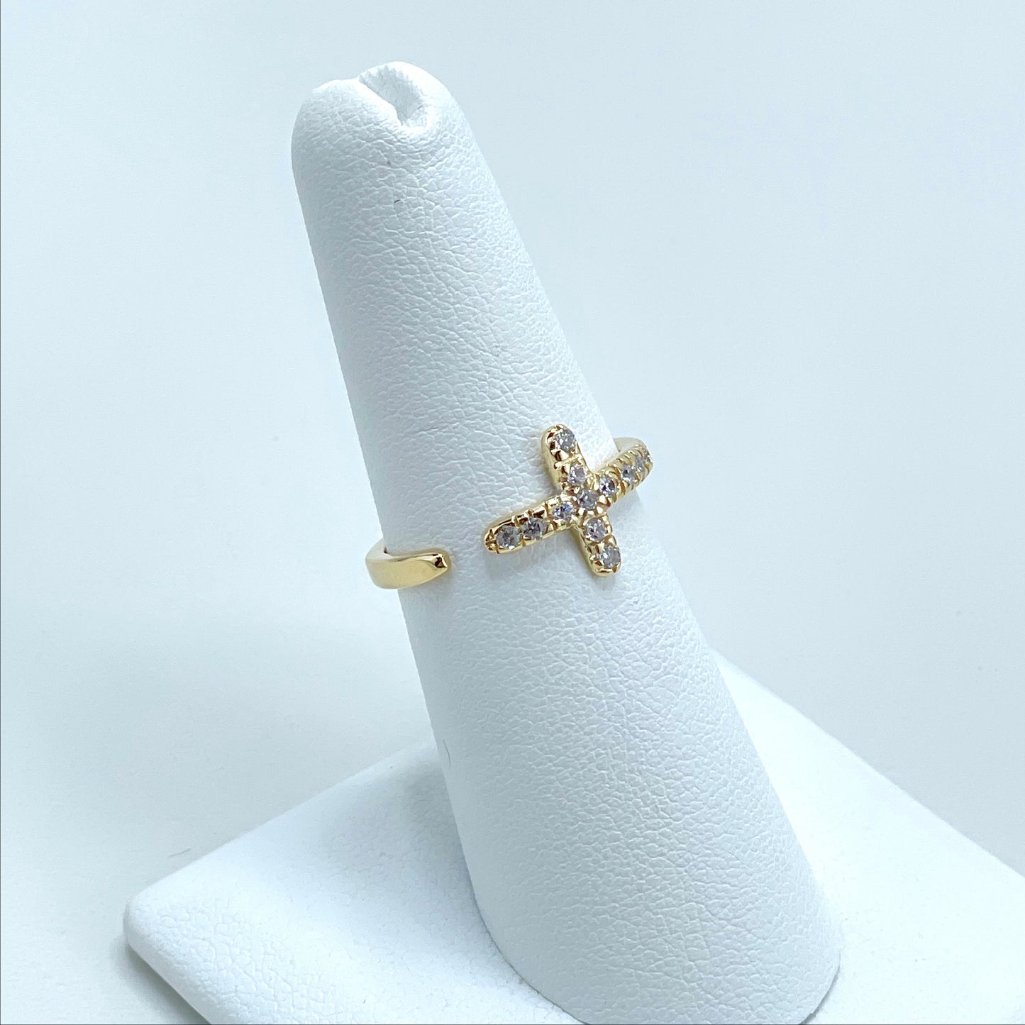 18k Gold Filled With Micro Cubic Zirconia Adjustable Cross Wholesale Jewelry Supplies