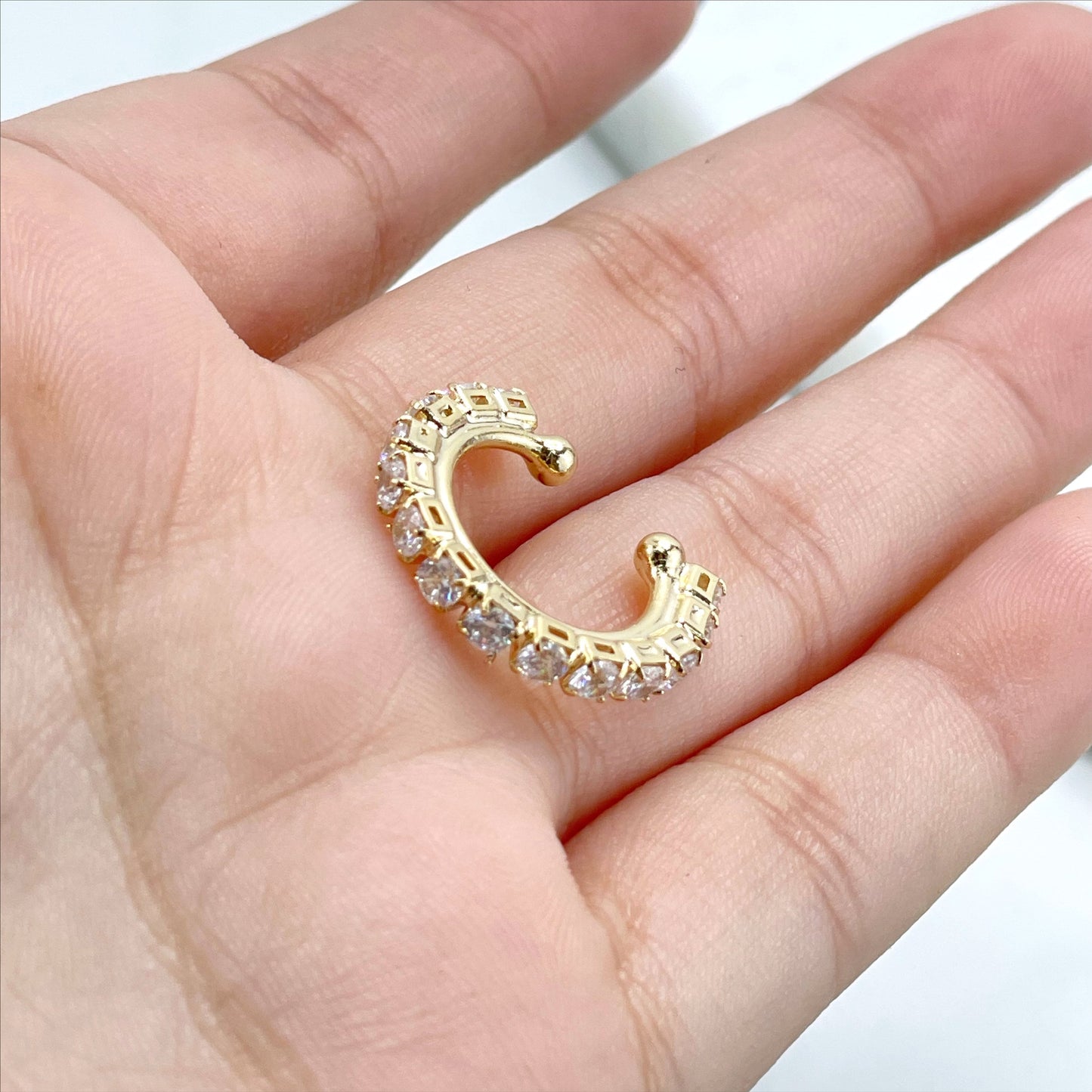 18k Gold Filled with Micro Cubic Zirconia Dainty Minimalist Tiny Ear Huggie Cuff Earring Wholesale Jewelry Supplies