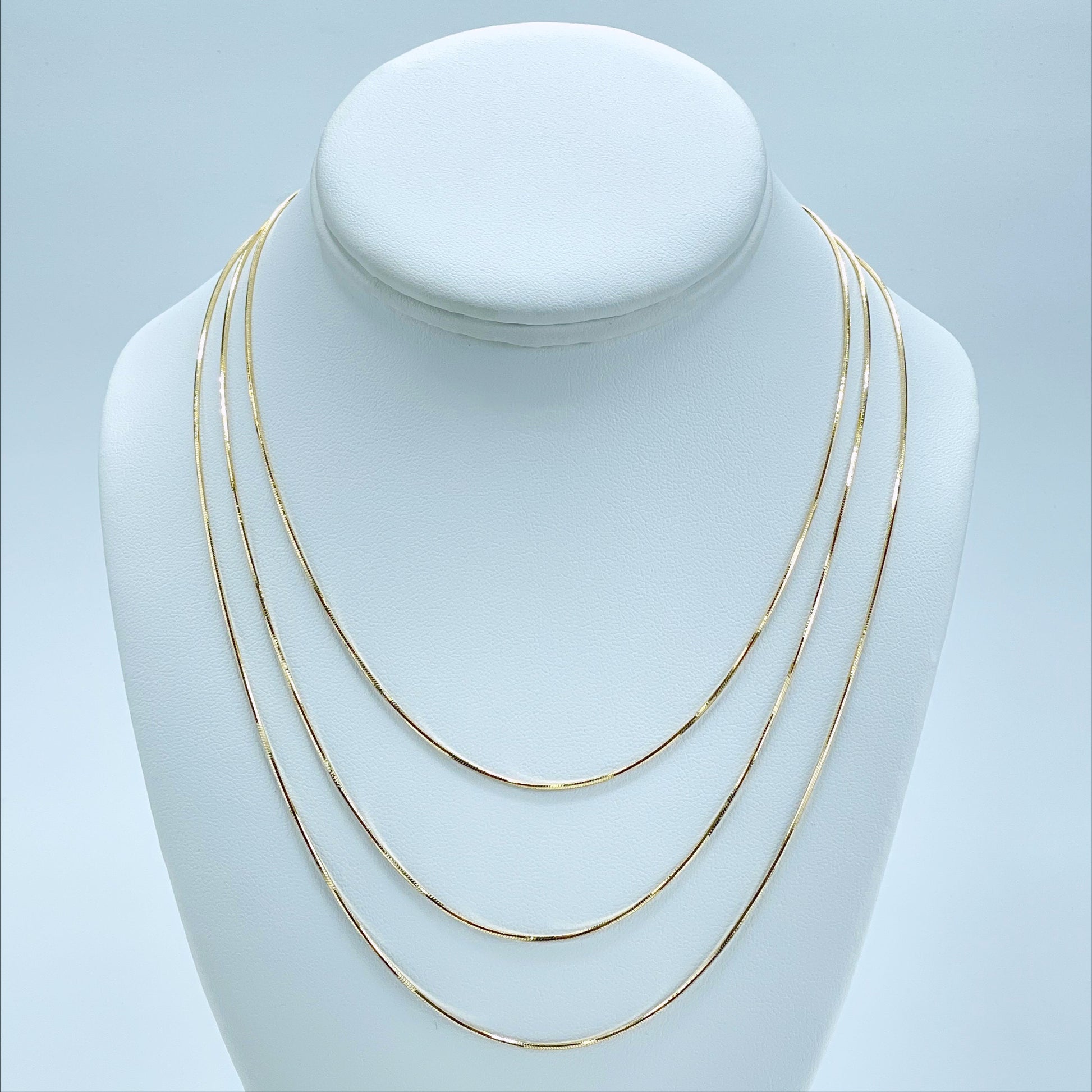 18k Gold Filled 1mm Thickness Fancy Cut Round Snake Chain Necklace for Wholesale Jewelry Making Supplies