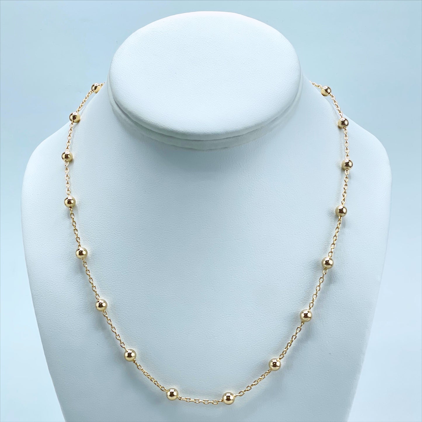 18k Gold Filled 2mm Paperclip Link with Linked Gold Beads, Necklace and Bracelet Set, Wholesale Jewelry Making Supplies