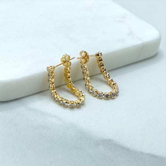 18k Gold Filled with Cubic Zirconia, Stud, Stones, Graduate Earrings, Wholesale Jewelry Making Supplies