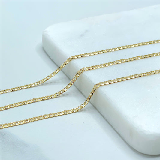18k Gold Filled Cuban Link Chain 2.mm of thickness, 18,20 or 24 inches of length, Unisex Curb Link Wholesale Jewelry Making Supplies