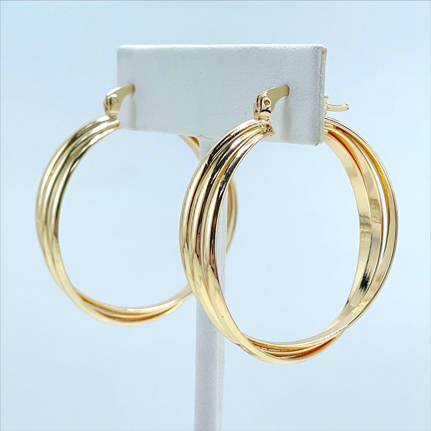 18k Gold Filled Rose Color Detail, 35mm Twisted, 8mm Thickness Hoop Earrings Wholesale Jewelry Making Supplies