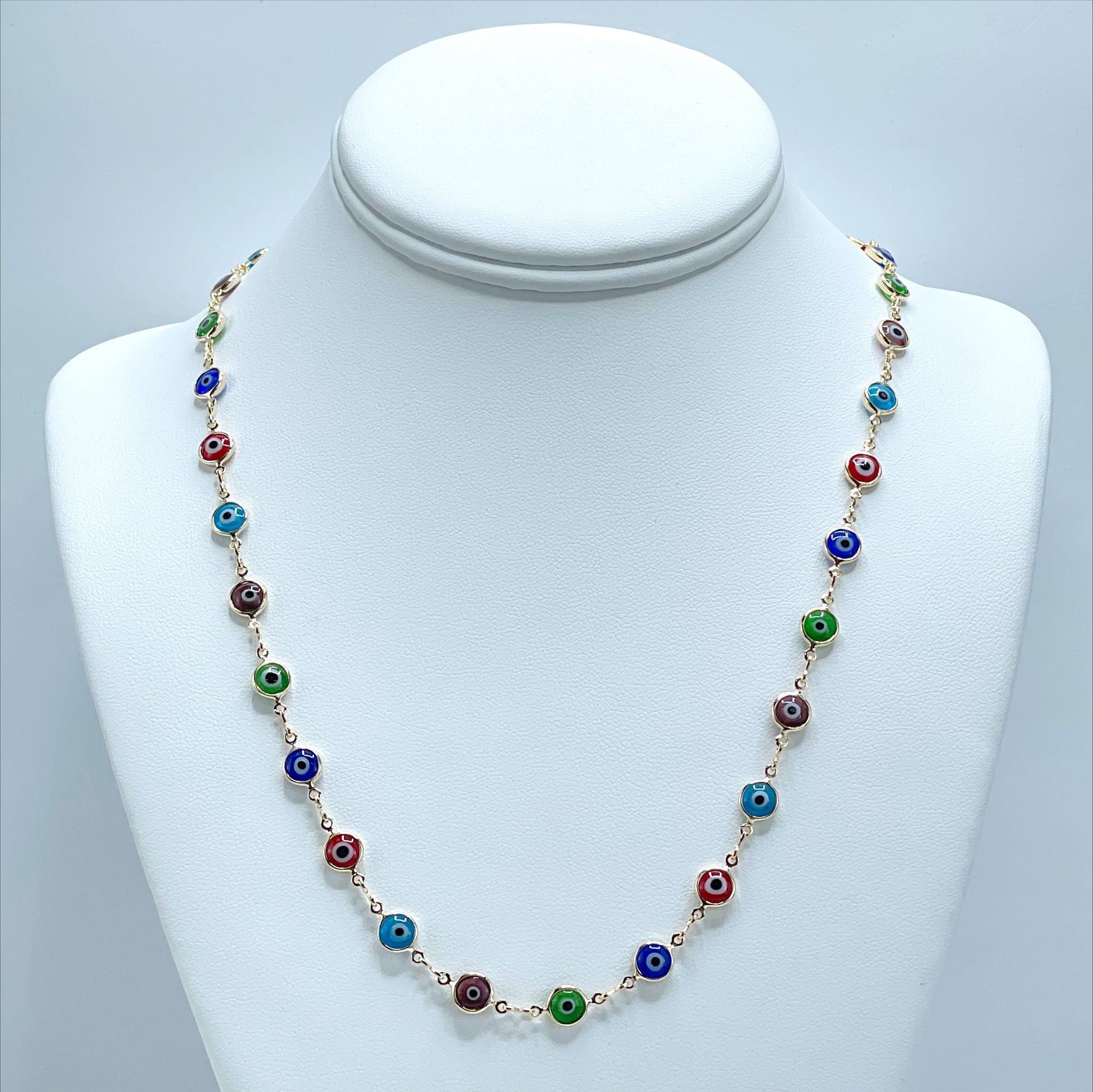 18k Gold Filled Fancy Colorful Greek Eyes Necklace and  Earrings Set Wholesale Jewelry Supplies