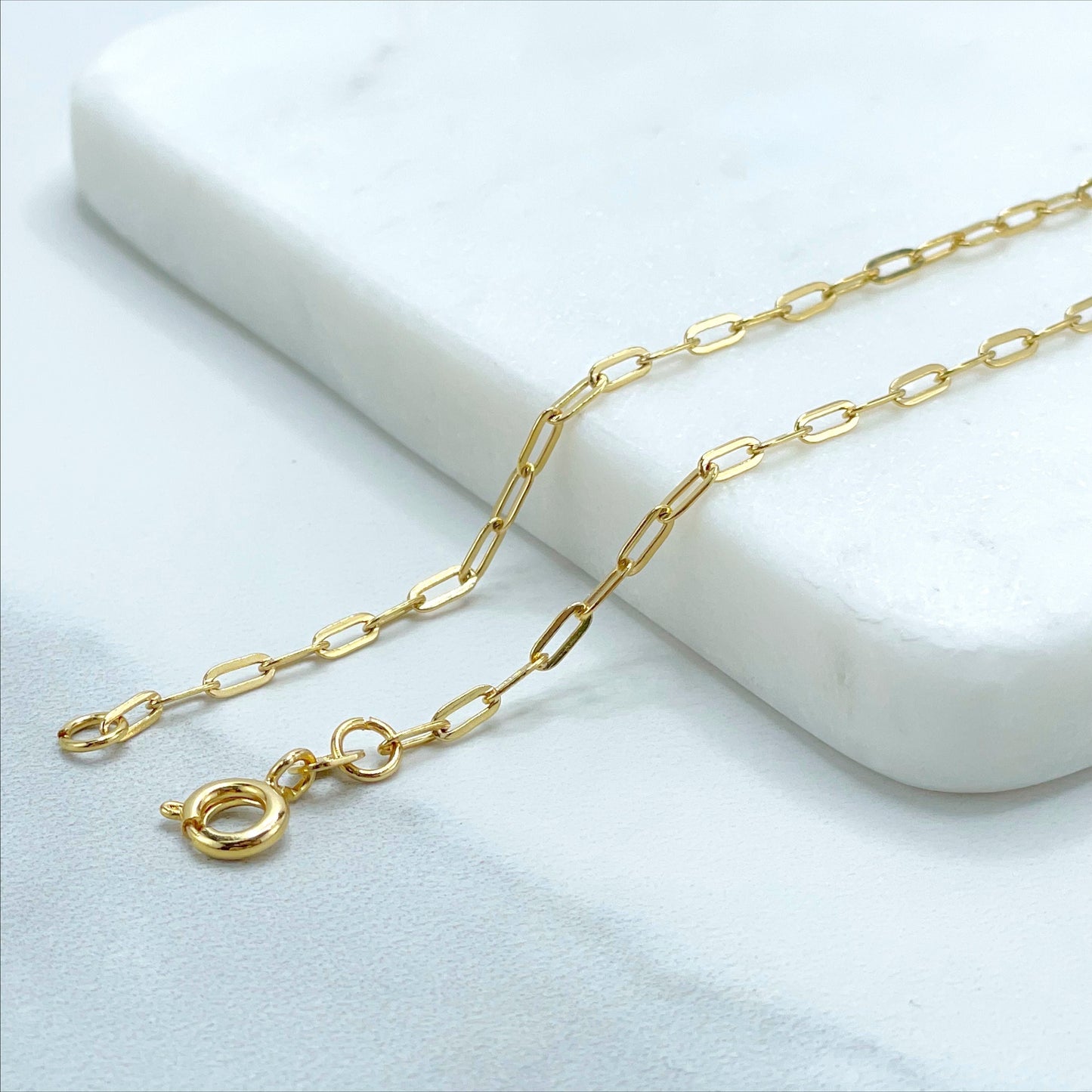 18k Gold Filled 2mm Paperclip Link Chain 18 inches Necklace Wholesale Jewelry Supplies