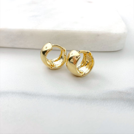 Fat 18k Gold Filled 15mm Petite Clicker Earrings with a little hallow Huggies Gold, Hoops Dainty, Wholesale Jewelry Supplies