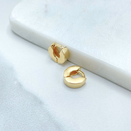 18k Gold Filled Pettie Plain 4mm Thickness 12mm Huggie Hoop Earrings Wholesale Jewelry Making Supplies