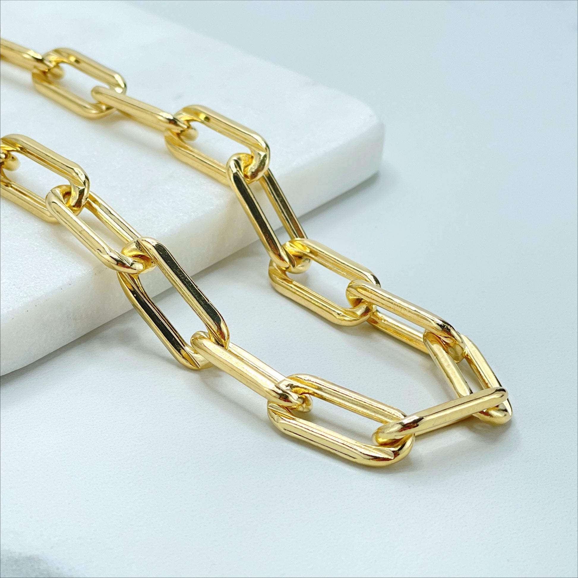 18k Gold Filled 9mm PaperClip Link Bracelet Wholesale Jewelry Supplies