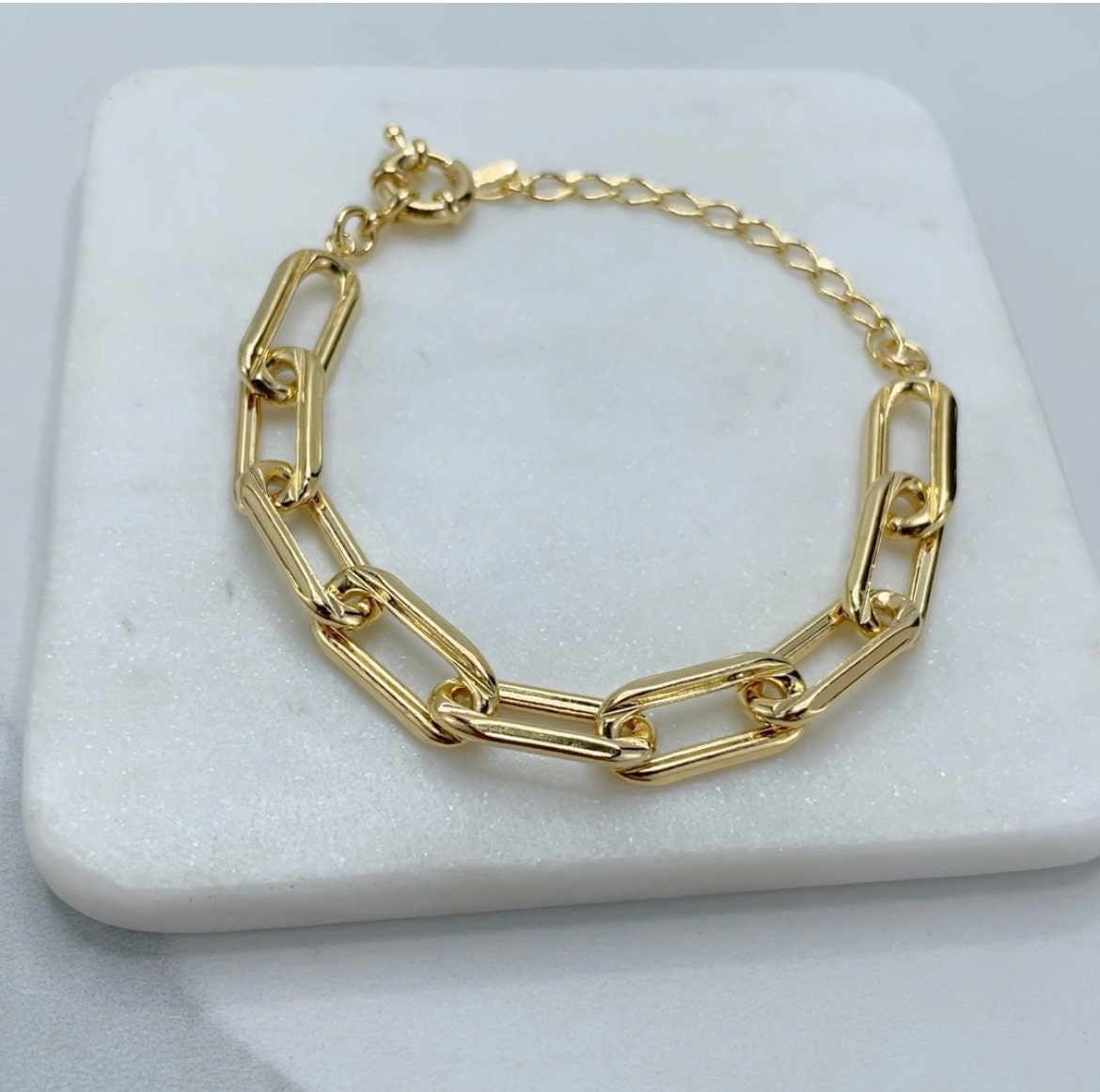 18k Gold Filled 9mm PaperClip Link Bracelet Wholesale Jewelry Supplies