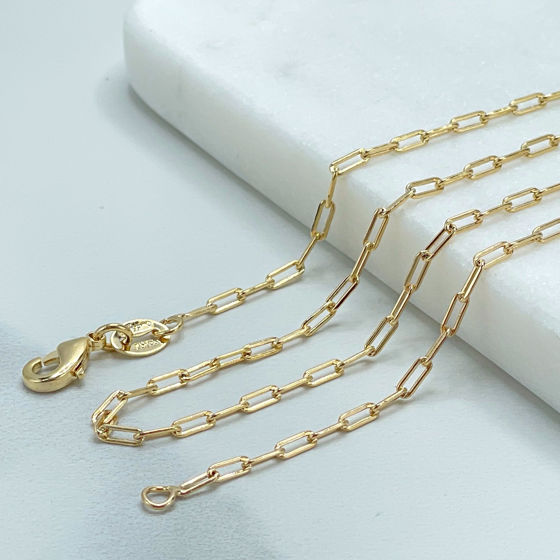 18k Gold Filled 2mm Paperclip Link Chain 18 inches Necklace Wholesale Jewelry Supplies