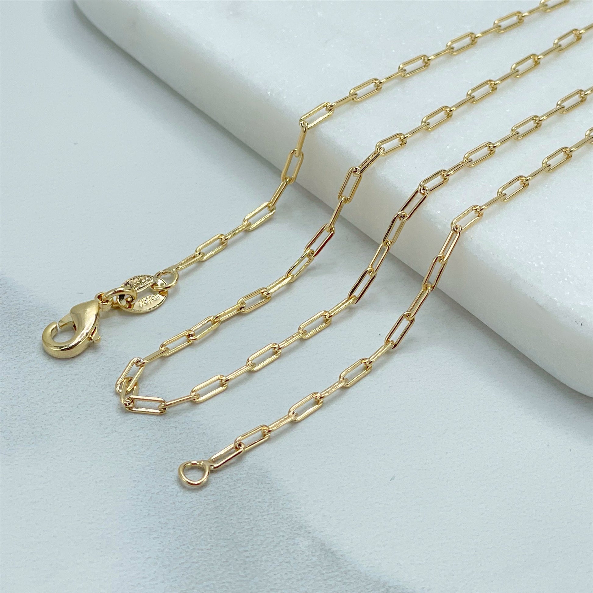 18k Gold Filled 2mm Paperclip Link Chain 18 inches Necklace Wholesale Jewelry Supplies