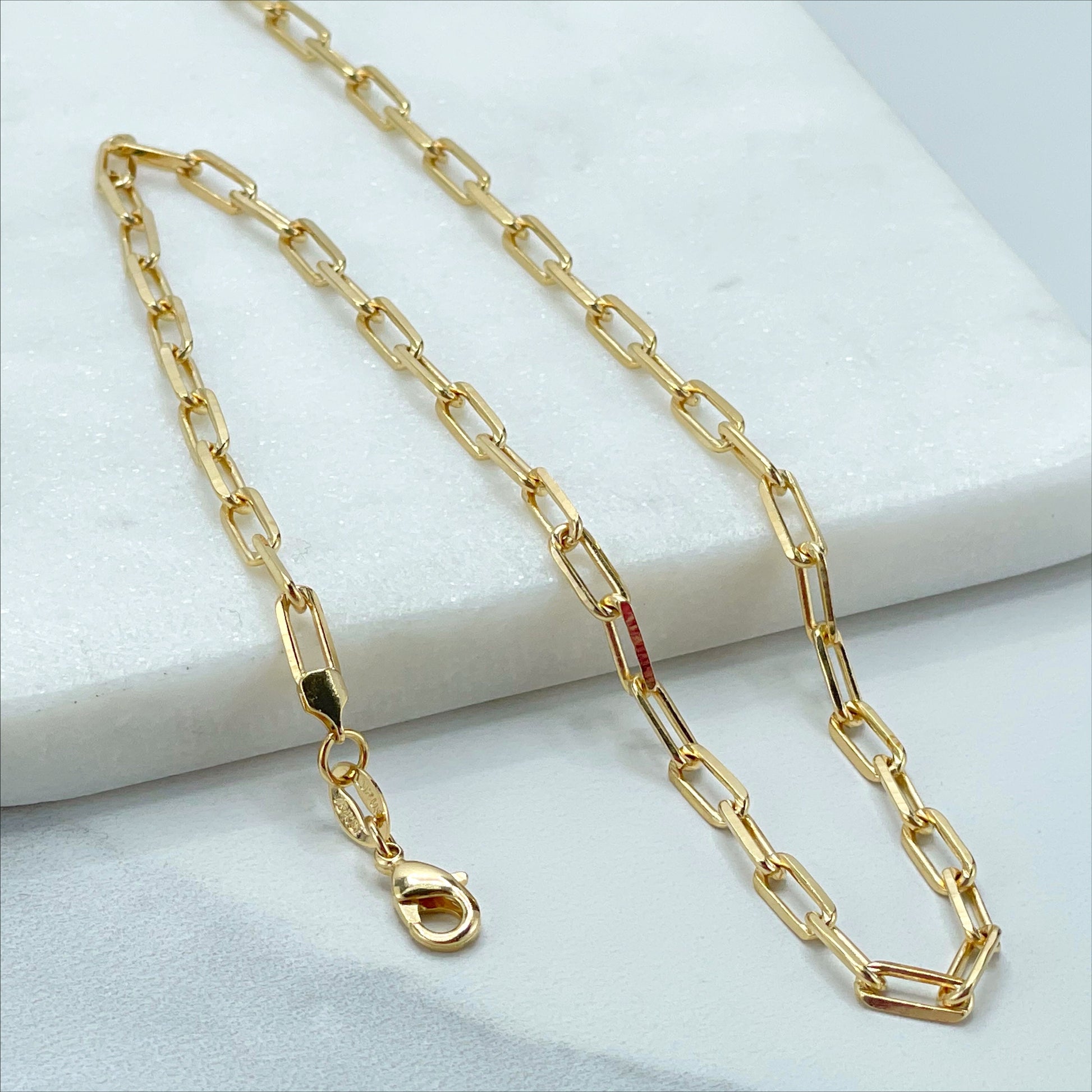 18k Gold Filled 3.5mm Paperclip Link Chain 20 inches Necklace Wholesale Jewelry Supplies