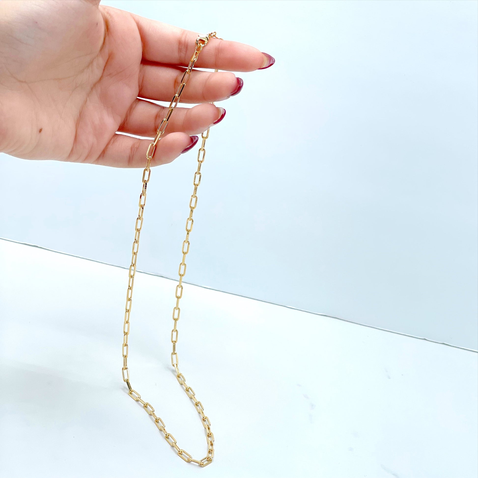 18k Gold Filled 3.5mm Paperclip Link Chain 20 inches Necklace Wholesale Jewelry Supplies