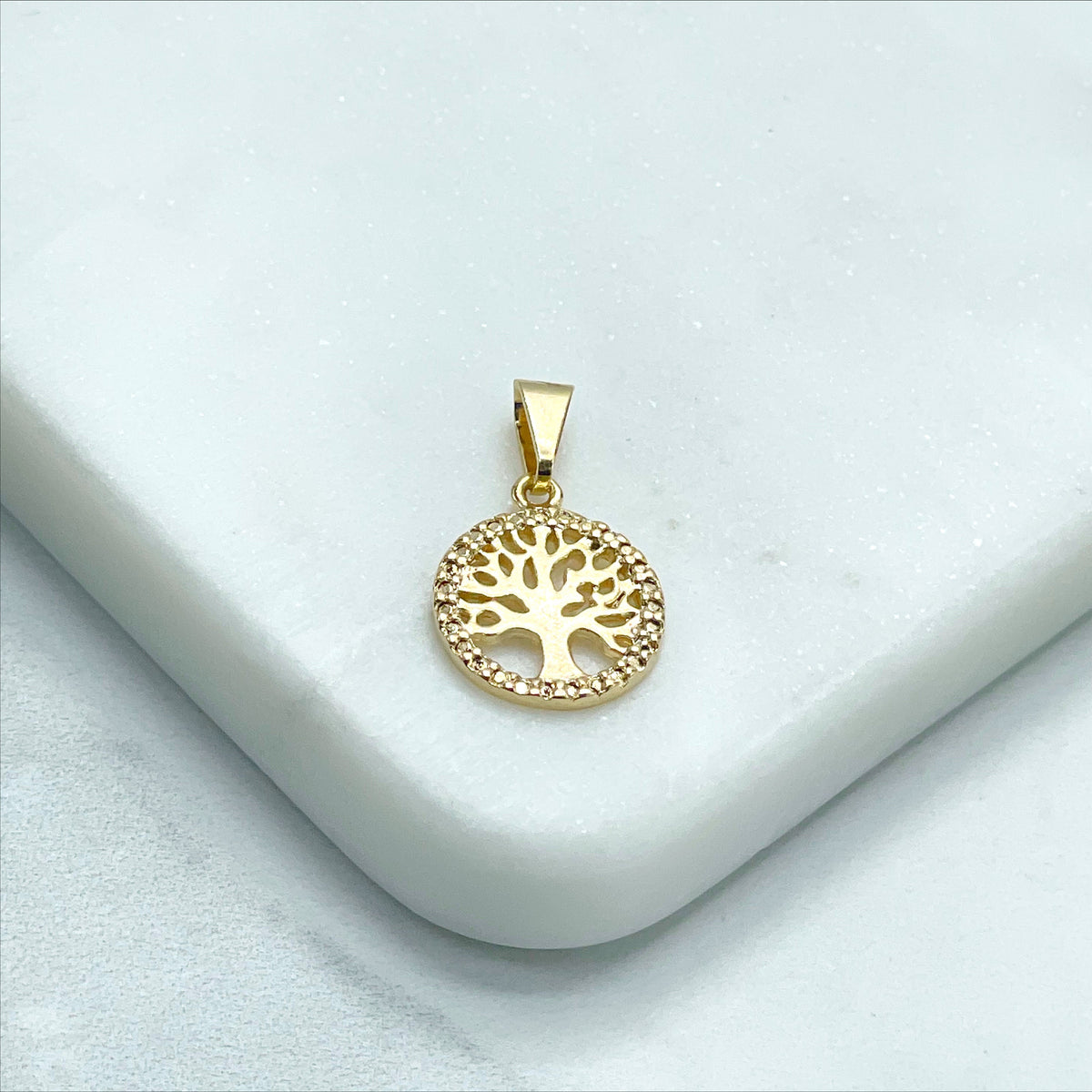 18k Gold Filled Tiny Tree of Life Vida, 13mm Cabala Charms Pendant Wholesale Jewelry Making Supplies