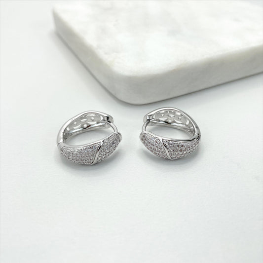 Silver Filled with Micro Cubic Zirconia CZ 20mm Hoops Earrings Wholesale Jewelry Making Supplies