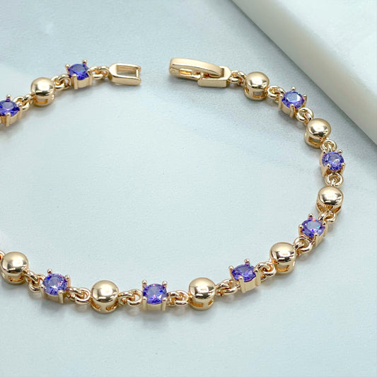 18k Gold Filled Purple Zirconia, Fancy Bracelet Wholesale Jewelry Supplies