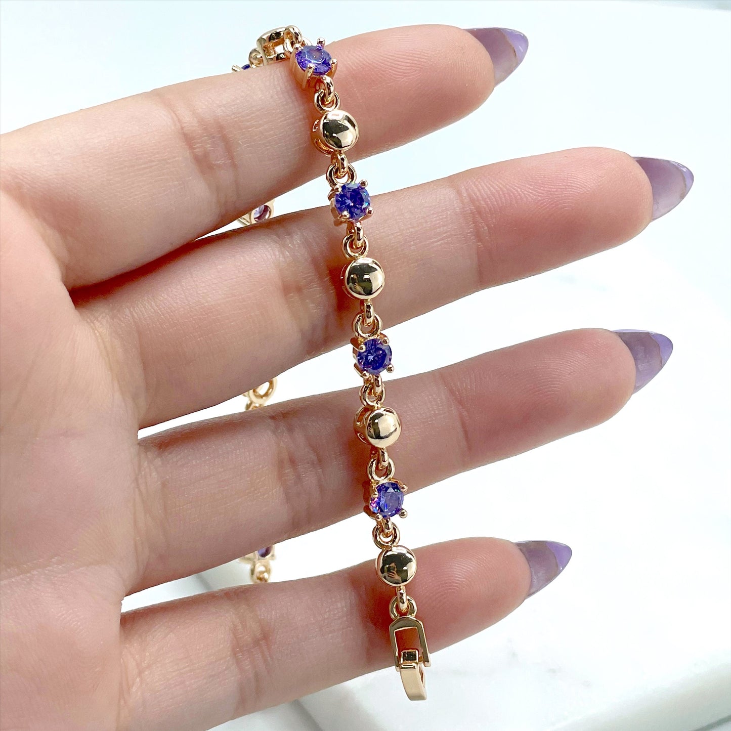 18k Gold Filled Purple Zirconia, Fancy Bracelet Wholesale Jewelry Supplies
