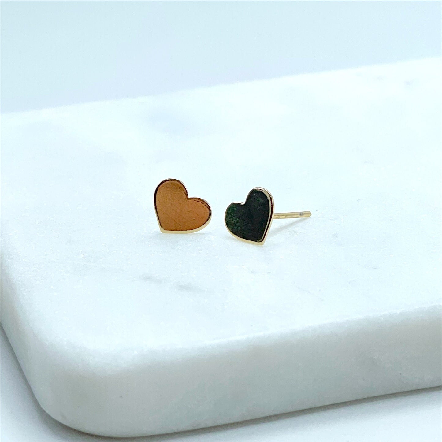 18k Gold Filled 8mm Heart Stud Earrings, Wholesale Jewelry Making Supplies