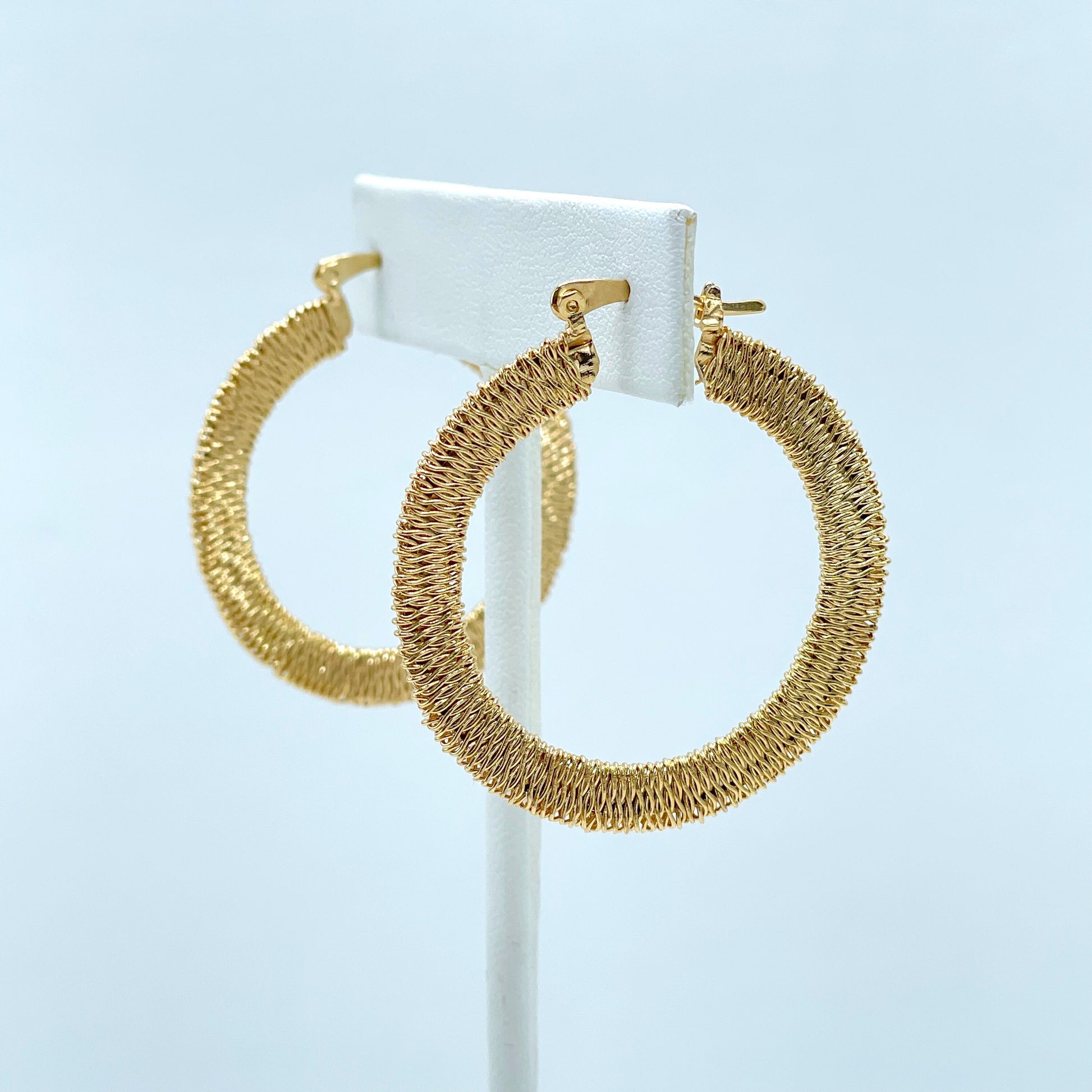 18k Gold Filled 33mm or 39mm Textured Hoops 5mm Thickness, Handmade Earrings Wholesale Jewelry Making Supplies