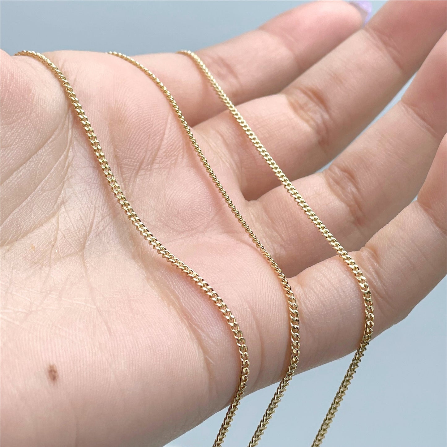 18k Gold Filled Cuban Link Chain 1.5mm of thickness, 16, 18 or 20 inches with extender, Unisex Curb Link Wholesale Jewelry Making Supplies