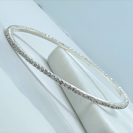 Silver Filled with Cubic Zirconia  Bangle Bracelet Wholesale Jewelry Supplies
