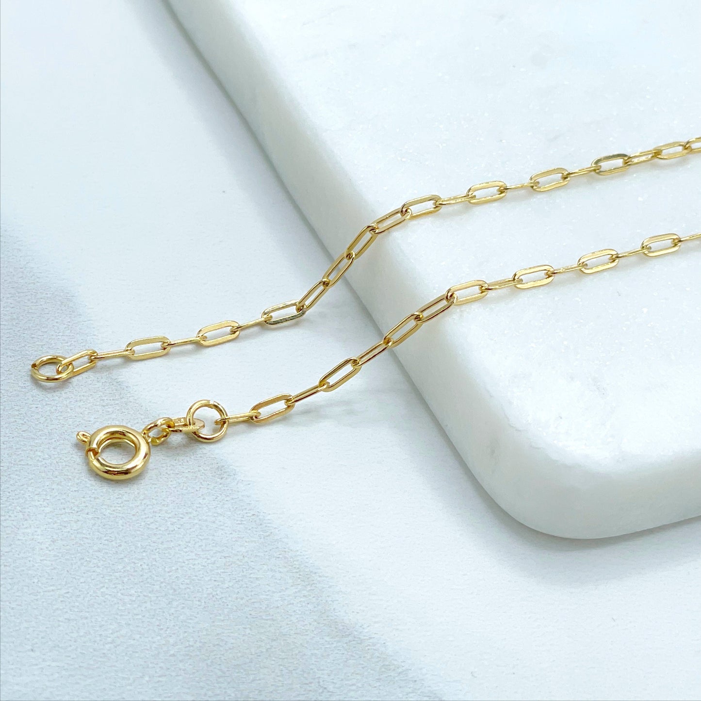 18k Gold Filled 2mm Paperclip Link Chain 18 inches Necklace Wholesale Jewelry Supplies