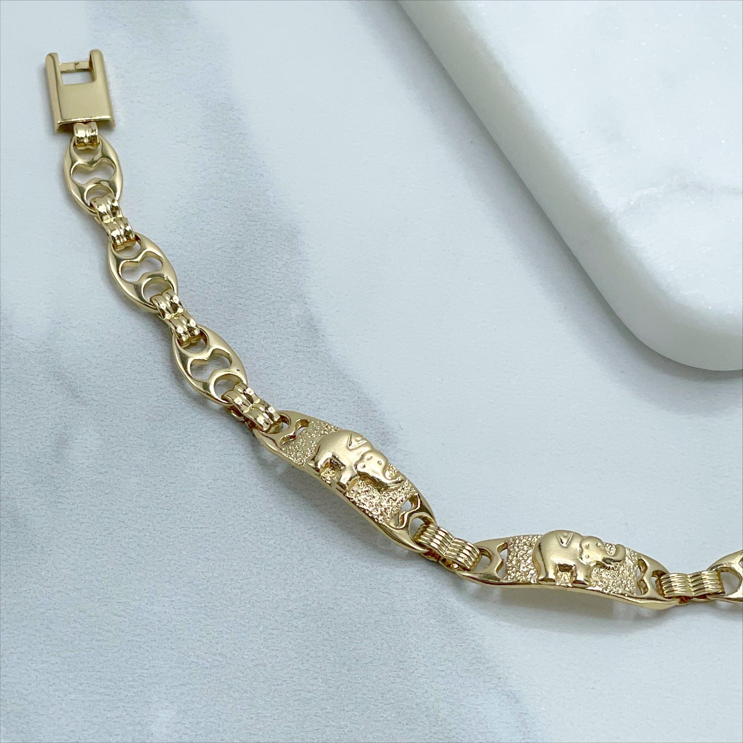 18k Gold Filled ID Slave Elephants Link Wholesale Jewelry Supplies