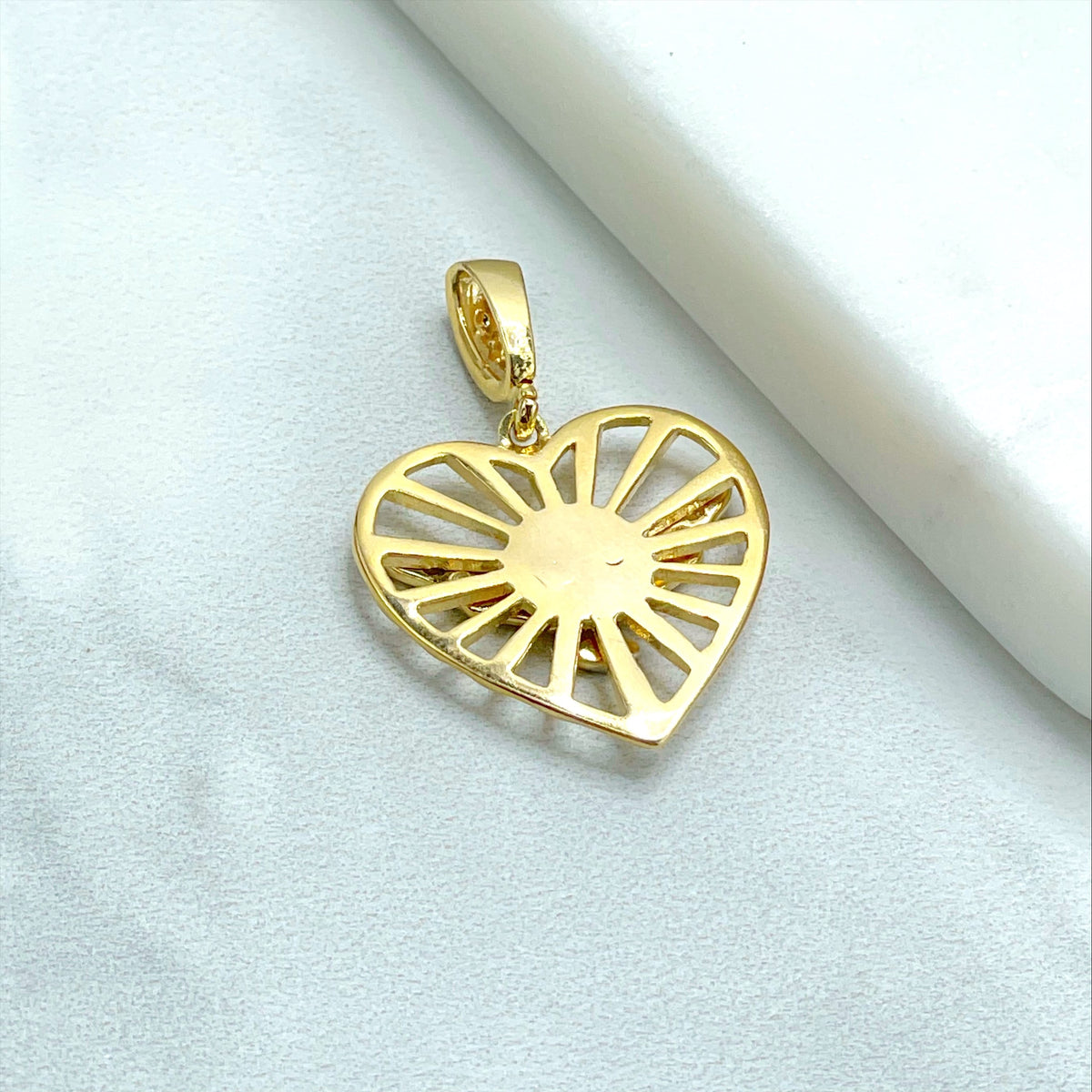 18k Gold Filled, Heart, Silver Peace Bird, Pendant Charms, Wholesale Jewelry Making Supplies